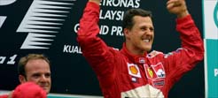 Schumacher celebrates on podium in Malaysia